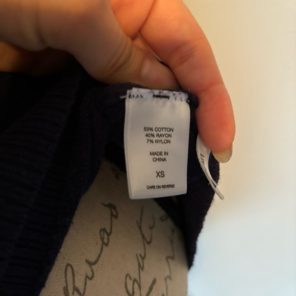 NY&C Navy Blue Crew Neck Crotchet Detailed Long Sleeve Sweater Size XS - Picture 6 of 6